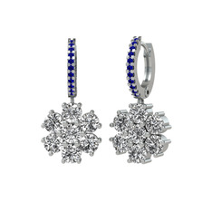 Sallantılı Maeve Küpe - Swarovski ve lab safir 14 ayar beyaz altın küpe #18h4q7d