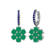 Sallantılı Maeve Küpe - Kök zümrüt ve lab safir 8 ayar beyaz altın küpe #18zj00n