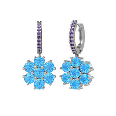 Sallantılı Maeve Küpe - Akuamarin ve ametist 18 ayar beyaz altın küpe #19s5dvf