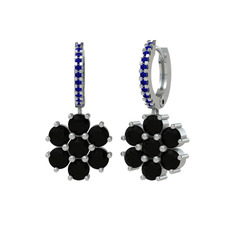 Sallantılı Maeve Küpe - Siyah zirkon ve lab safir 8 ayar beyaz altın küpe #1b5p1y1