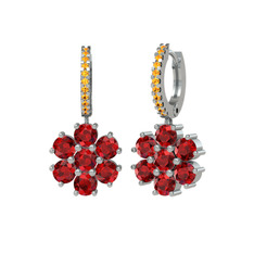 Garnet ve sitrin 925 ayar gümüş küpe