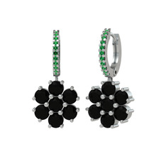 Sallantılı Maeve Küpe - Siyah zirkon ve yeşil kuvars 14 ayar beyaz altın küpe #1bvtfa8