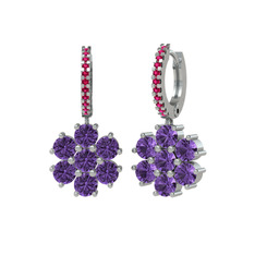 Sallantılı Maeve Küpe - Ametist ve rodolit garnet 925 ayar gümüş küpe #1c9ra4n