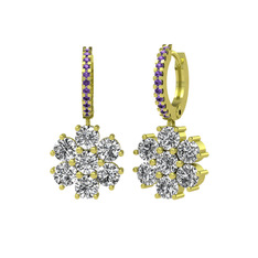 Sallantılı Maeve Küpe - Swarovski ve ametist 18 ayar altın küpe #1cje3m2