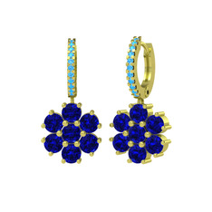 Sallantılı Maeve Küpe - Lab safir ve akuamarin 18 ayar altın küpe #1dmyvet