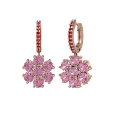 Sallantılı Maeve Küpe - Pembe kuvars ve garnet 8 ayar rose altın küpe #1dnwmif