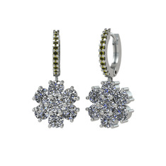 Sallantılı Maeve Küpe - Pırlanta ve peridot 8 ayar beyaz altın küpe (3.36 karat) #1eadlno