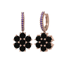 Sallantılı Maeve Küpe - Siyah zirkon ve ametist 8 ayar rose altın küpe #1ejtipv