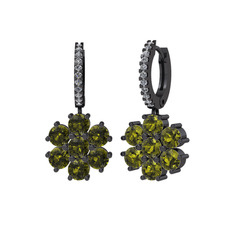 Sallantılı Maeve Küpe - Peridot ve swarovski 925 ayar siyah rodyum kaplama gümüş küpe #1g43eqd