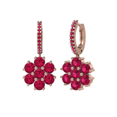 Rodolit garnet 14 ayar rose altın küpe