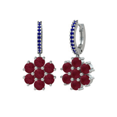 Sallantılı Maeve Küpe - Kök yakut ve lab safir 8 ayar beyaz altın küpe #1hla50z