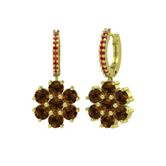 Sallantılı Maeve Küpe - Dumanlı kuvars ve garnet 18 ayar altın küpe #1hlq8kn