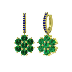 Sallantılı Maeve Küpe - Yeşil kuvars ve lab safir 18 ayar altın küpe #1hs9mjd