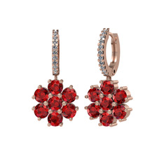Sallantılı Maeve Küpe - Garnet ve beyaz zirkon 14 ayar rose altın küpe #1hxy09e
