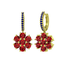 Sallantılı Maeve Küpe - Garnet ve lab safir 925 ayar altın kaplama gümüş küpe #1jvep60