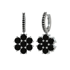 Sallantılı Maeve Küpe - Siyah zirkon 18 ayar beyaz altın küpe #1jxj8d2