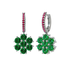 Yeşil kuvars ve rodolit garnet 925 ayar gümüş küpe