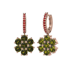 Sallantılı Maeve Küpe - Peridot ve garnet 14 ayar rose altın küpe #1lztunt