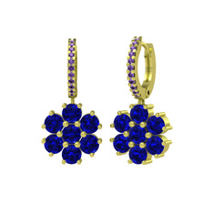 Sallantılı Maeve Küpe - Lab safir ve ametist 14 ayar altın küpe #1mzpizu