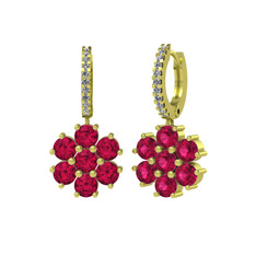 Rodolit garnet ve swarovski 18 ayar altın küpe
