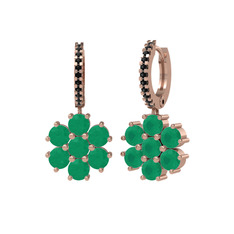 Sallantılı Maeve Küpe - Kök zümrüt ve siyah zirkon 925 ayar rose altın kaplama gümüş küpe #1nbub35