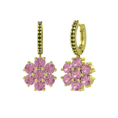 Sallantılı Maeve Küpe - Pembe kuvars ve peridot 18 ayar altın küpe #1nj1upk