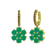 Sallantılı Maeve Küpe - Kök zümrüt ve dumanlı kuvars 18 ayar altın küpe #1nqt3n4