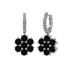 Sallantılı Maeve Küpe - Siyah zirkon ve swarovski 8 ayar beyaz altın küpe #1odo9li