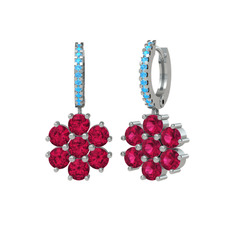 Sallantılı Maeve Küpe - Rodolit garnet ve akuamarin 925 ayar gümüş küpe #1omkxuk