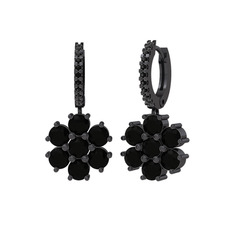 Sallantılı Maeve Küpe - Siyah zirkon 925 ayar siyah rodyum kaplama gümüş küpe #1p2u8h