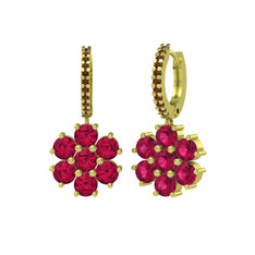 Sallantılı Maeve Küpe - Rodolit garnet ve dumanlı kuvars 18 ayar altın küpe #1r1r9l1