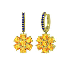 Sallantılı Maeve Küpe - Sitrin ve lab safir 8 ayar altın küpe #1rbd85b