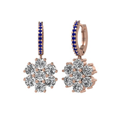 Sallantılı Maeve Küpe - Swarovski ve lab safir 18 ayar rose altın küpe #1rquqfh