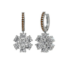 Sallantılı Maeve Küpe - Swarovski ve dumanlı kuvars 14 ayar beyaz altın küpe #1s0rxvp