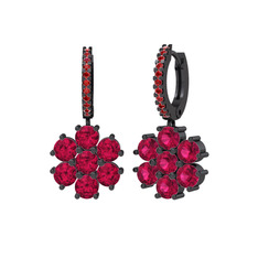 Sallantılı Maeve Küpe - Rodolit garnet ve garnet 925 ayar siyah rodyum kaplama gümüş küpe #1tcxk2