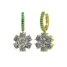 Sallantılı Maeve Küpe - Pırlanta ve yeşil kuvars 8 ayar altın küpe (3.36 karat) #1tloegz