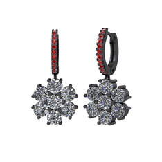 Sallantılı Maeve Küpe - Pırlanta ve garnet 925 ayar siyah rodyum kaplama gümüş küpe (3.36 karat) #1vme4ih