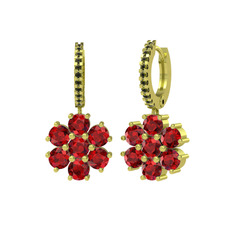 Garnet ve peridot 14 ayar altın küpe