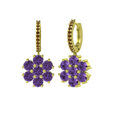 Sallantılı Maeve Küpe - Ametist ve dumanlı kuvars 14 ayar altın küpe #1w2jxt4