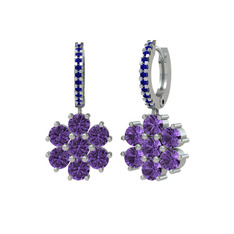 Sallantılı Maeve Küpe - Ametist ve lab safir 18 ayar beyaz altın küpe #1wcmxuo