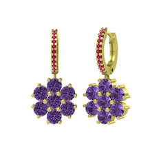 Sallantılı Maeve Küpe - Ametist ve rodolit garnet 925 ayar altın kaplama gümüş küpe #1x7kcd6