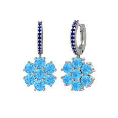 Sallantılı Maeve Küpe - Akuamarin ve lab safir 925 ayar gümüş küpe #1xarlol