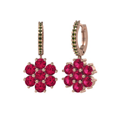 Sallantılı Maeve Küpe - Rodolit garnet ve peridot 8 ayar rose altın küpe #1xcvf7b