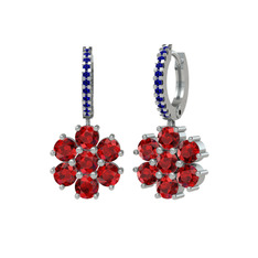 Sallantılı Maeve Küpe - Garnet ve lab safir 8 ayar beyaz altın küpe #29a3z