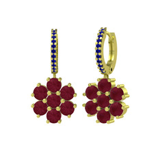 Sallantılı Maeve Küpe - Kök yakut ve lab safir 925 ayar altın kaplama gümüş küpe #2ai8ac