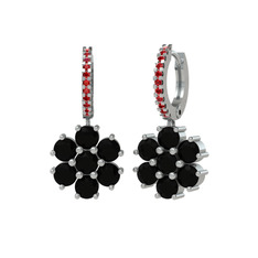 Siyah zirkon ve garnet 925 ayar gümüş küpe