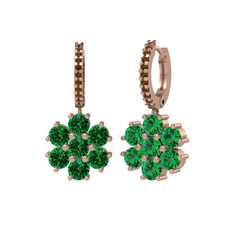 Sallantılı Maeve Küpe - Yeşil kuvars ve dumanlı kuvars 8 ayar rose altın küpe #3p4hcm