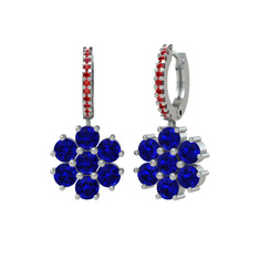 Lab safir ve garnet 18 ayar beyaz altın küpe