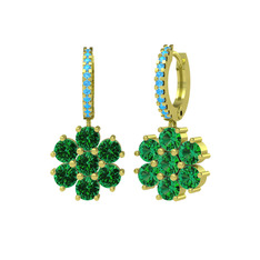 Sallantılı Maeve Küpe - Yeşil kuvars ve akuamarin 18 ayar altın küpe #4ppgl9