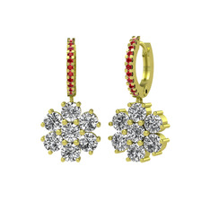Swarovski ve garnet 8 ayar altın küpe